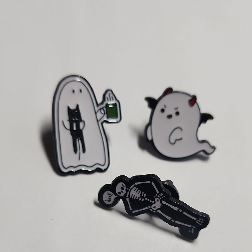 Cute Halloween Ghost and Skeleton Pins